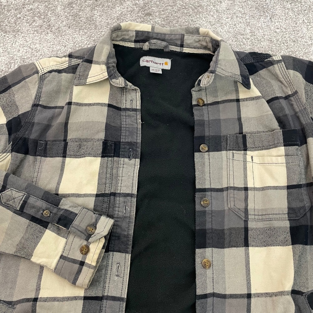 Carhartt Shacket Womens Extra Small Shirt Jacket Fleece Lined Plaid Hamilton